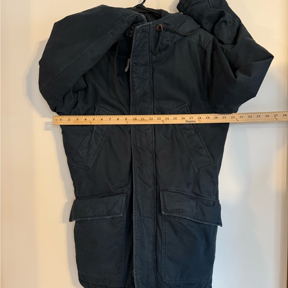 Abercrombie & Fitch Vintage Men’s Medium Navy Hooded Jacket Parka Sherpa - Picture 3 of 7